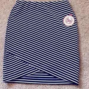 Black and white stripe mini skirt